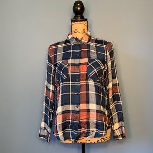 Lucky Brand XS Blue and Red Button Down Plaid